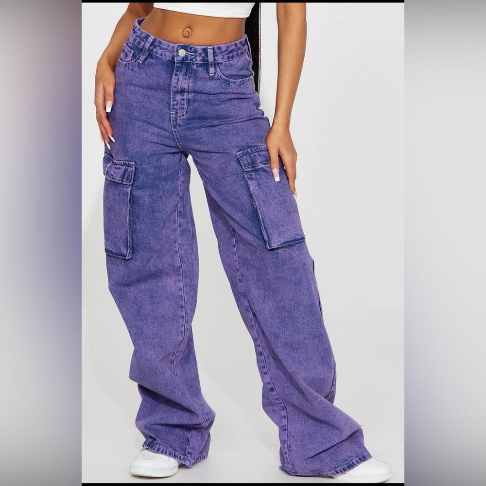 Fashion Nova Purple Wide Leg Jeans